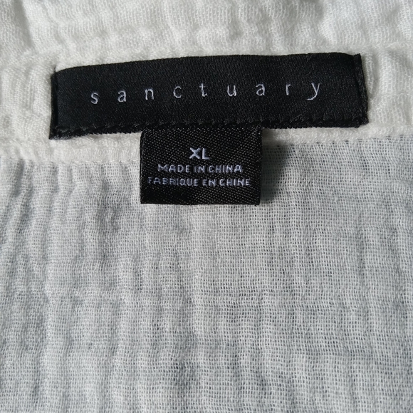 Sanctuary White Button Down Cotton Gauze Blouse - Picture 6 of 7